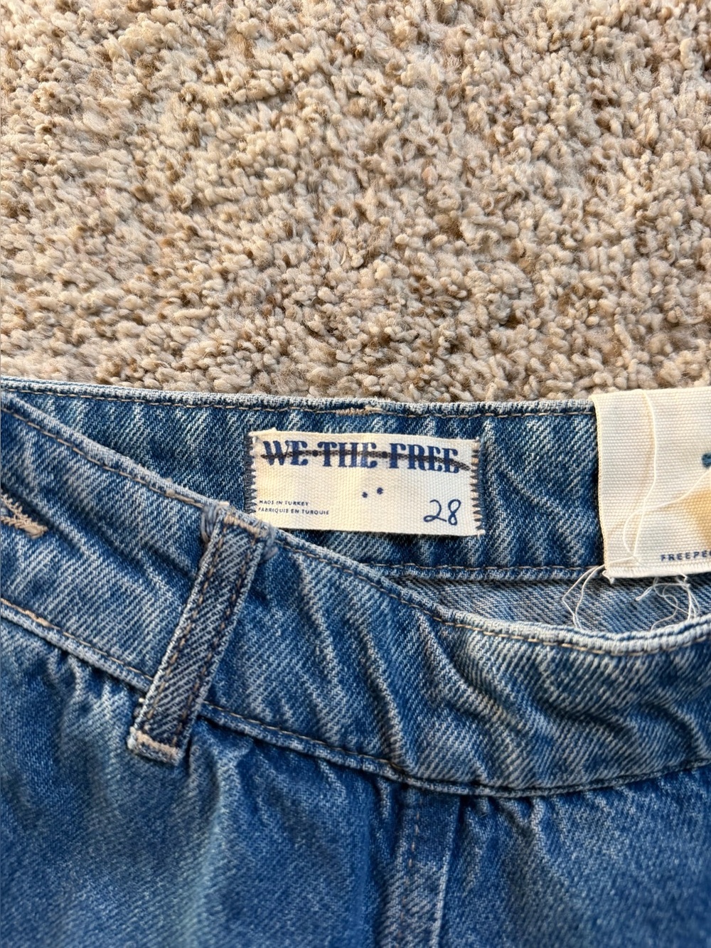 Free People We The Free Two-Tone Blue Panel Jeans - Picture 3 of 6